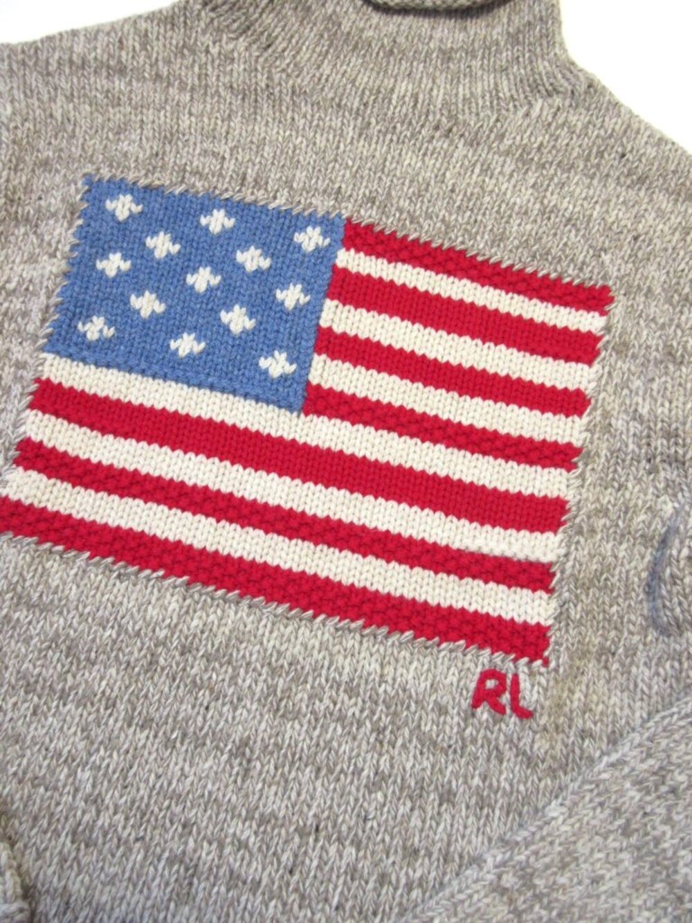 Polo Ralph Lauren Women's American Flag Wool Blend Roll Neck Jumper Sweater S - Picture 8 of 12